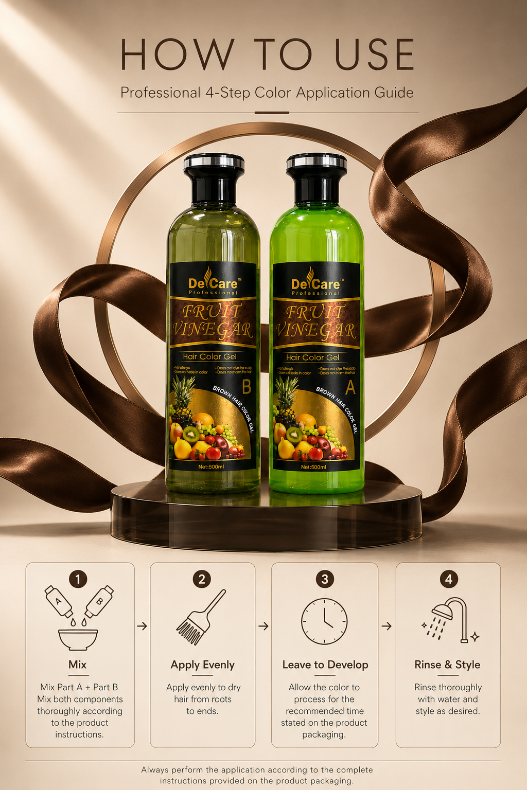 Fruit Vinegar Hair Color Gel- Brown (500ml x 2)