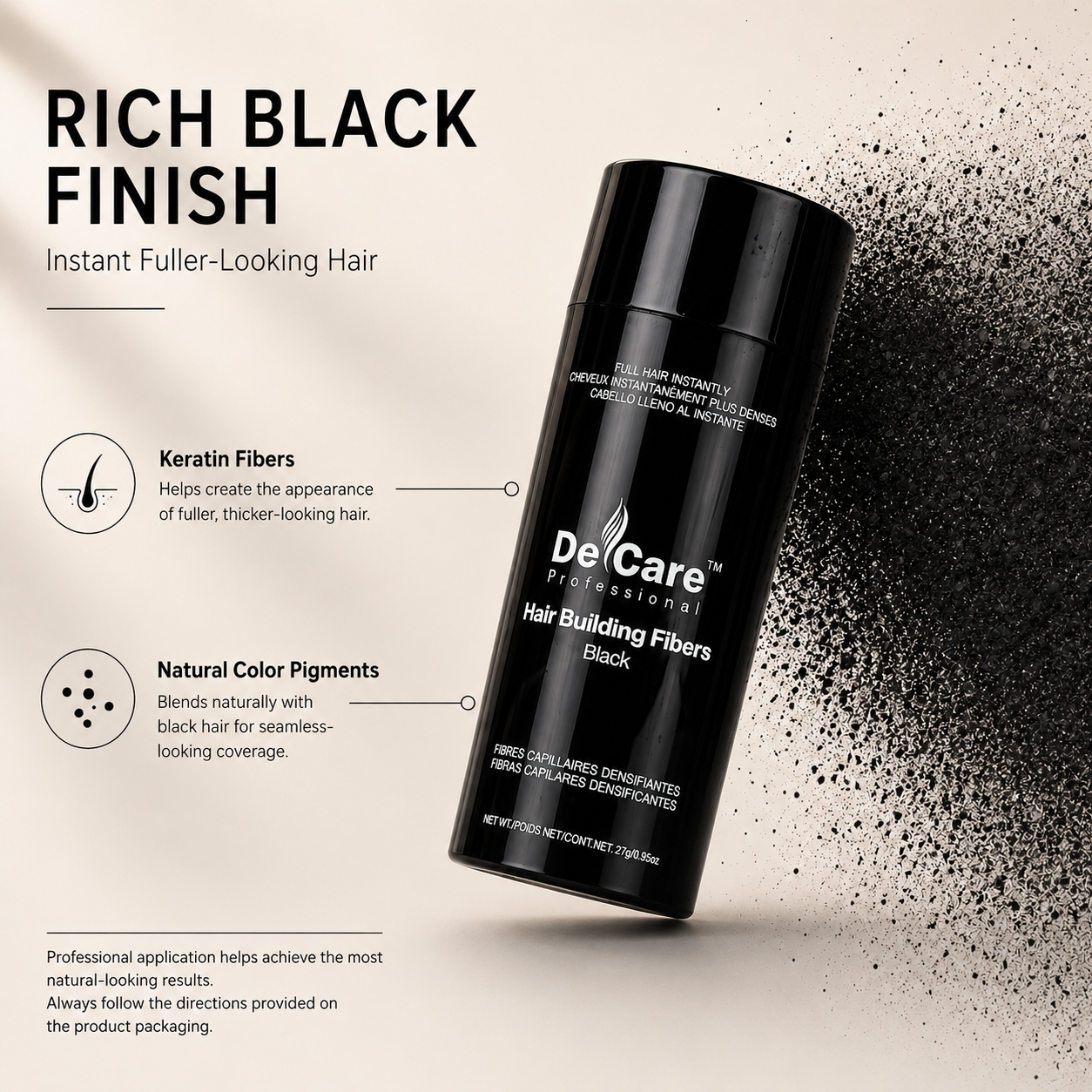 Hair Building Fibers- Black