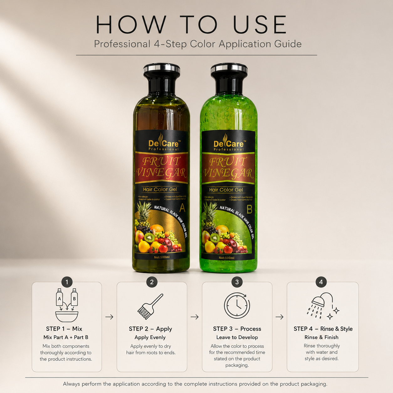 Fruit Vinegar Hair Color Gel- Black (500ml x 2)