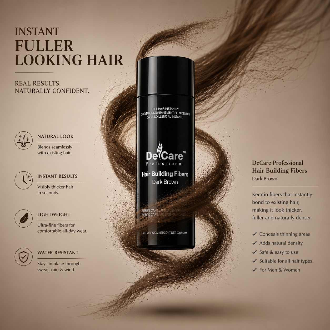 Hair Building Fibers – Dark Brown